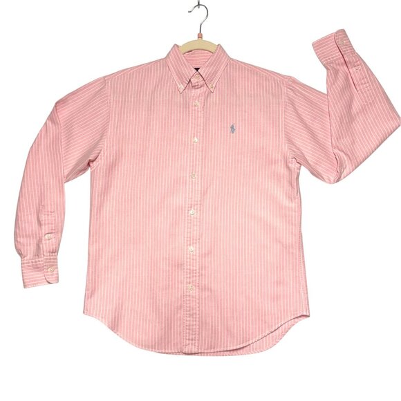 Ralph Lauren Sport Women's Size 8 Pink and White Striped Blouse Excellent - Picture 1 of 6
